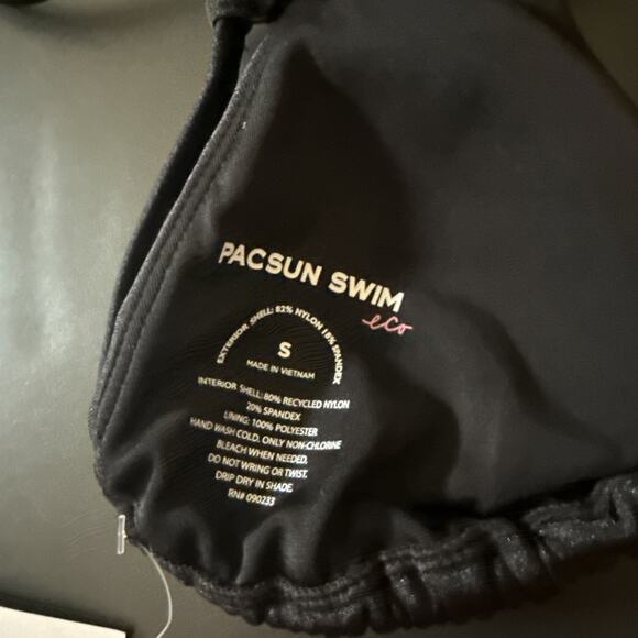 Pacsun Black Bikini Top With gold accents. Front gold Closure. Size small - Picture 3 of 5